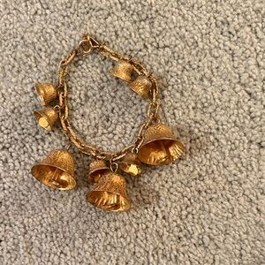 Miriam Haskell Gold Bell Charm Bracelet